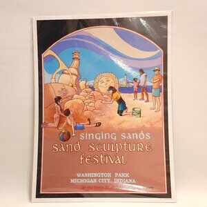 CHEERFUL Singing Sands Sand Sculpture Festival Poster NEIL KIENITZ 2003